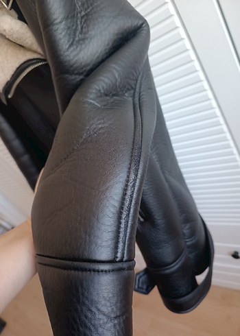 l Beden kahverengi Renk Stradivarius Kürklü Deri Biker Ceket