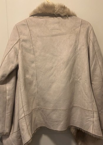 s Beden Pull bear bej Süet Kürk Detaylı Midi Kadın Ceket