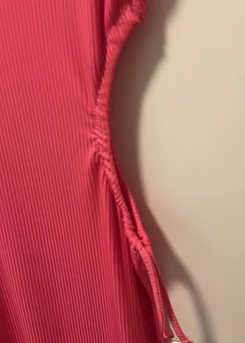 BSL FASHION BSL Pembe Askılı Uzun Drapeli Elbise