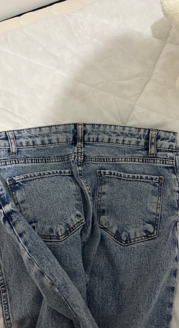 Kadın Mavi Bağlama Desenli Midi Kot Pantolon - Görsel 4