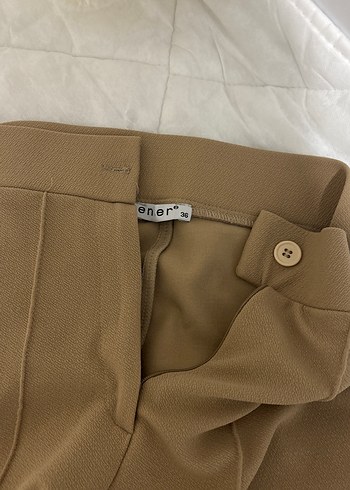 Bej Düğmeli Kumaş Pantolon - Görsel 4