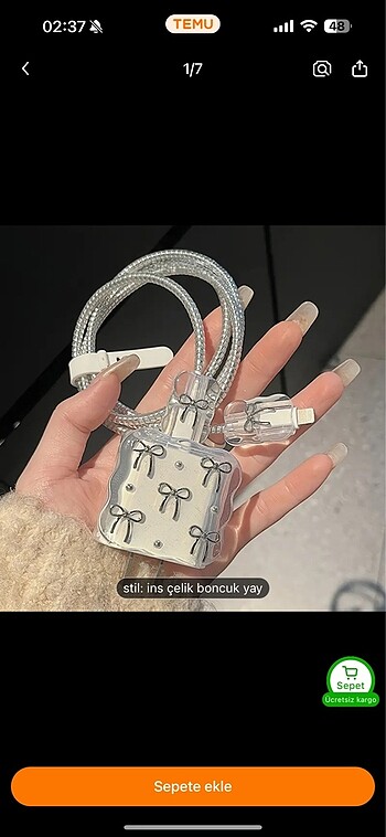 Şarj cihazı ve kablo koruyucu set