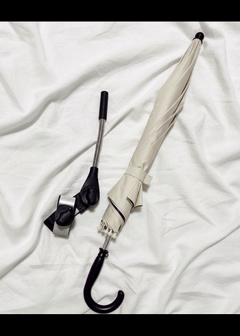 Bebek Arabası için Beyaz Şemsiye ve Standı - Görsel 2