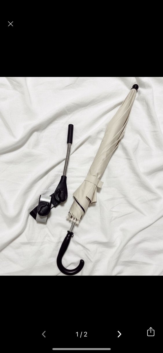 Bebek Arabası için Beyaz Şemsiye ve Standı - Görsel 2