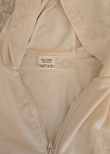 Kız Çocuk Kapüşonlu Fermuarlı Bej Ceket - Görsel 2