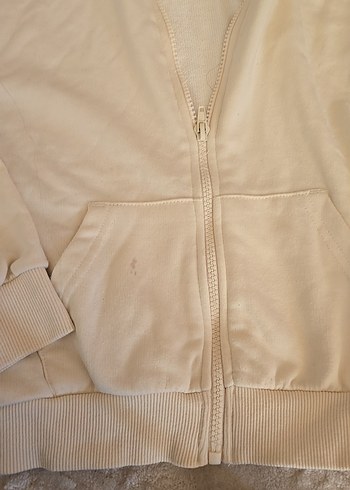 Kız Çocuk Kapüşonlu Fermuarlı Bej Ceket - Görsel 3