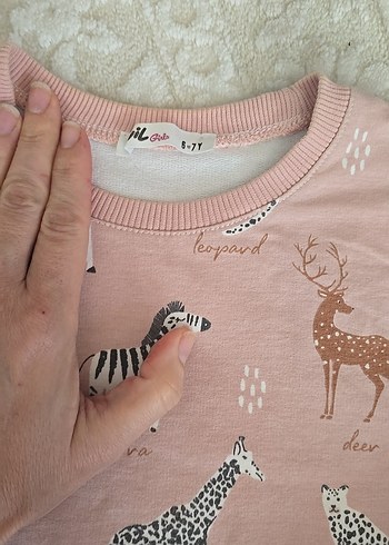 Kız Çocuk Pembe Zebra Desenli Sweatshirt - Görsel 3