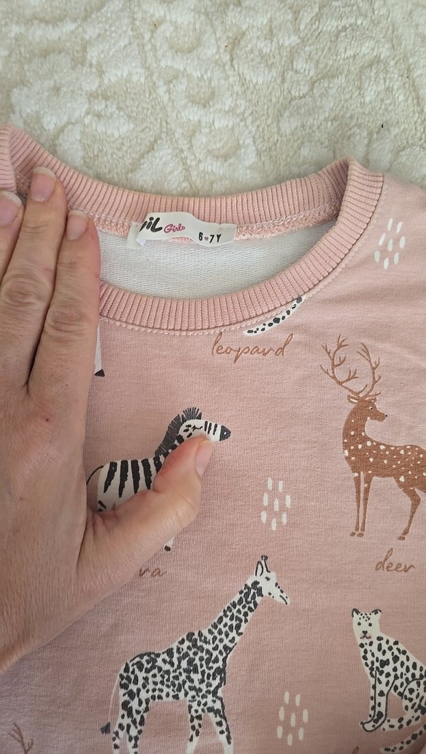 Kız Çocuk Pembe Zebra Desenli Sweatshirt - Görsel 3