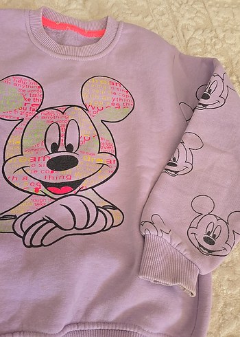 Kız Çocuk Mor Mickey Baskılı Sweatshirt - Görsel 3