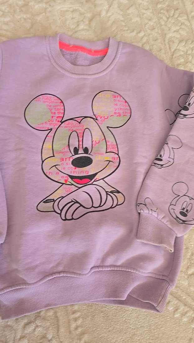 Kız Çocuk Mor Mickey Baskılı Sweatshirt - Görsel 2