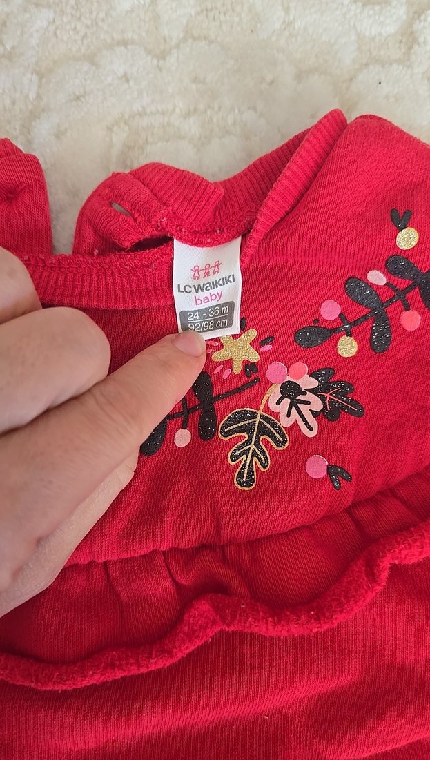 Kız Çocuk Kırmızı Fırfırlı Sweatshirt - Görsel 3