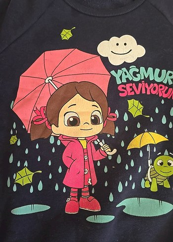 Kız Çocuk Lacivert Baskılı Sweatshirt - Görsel 2