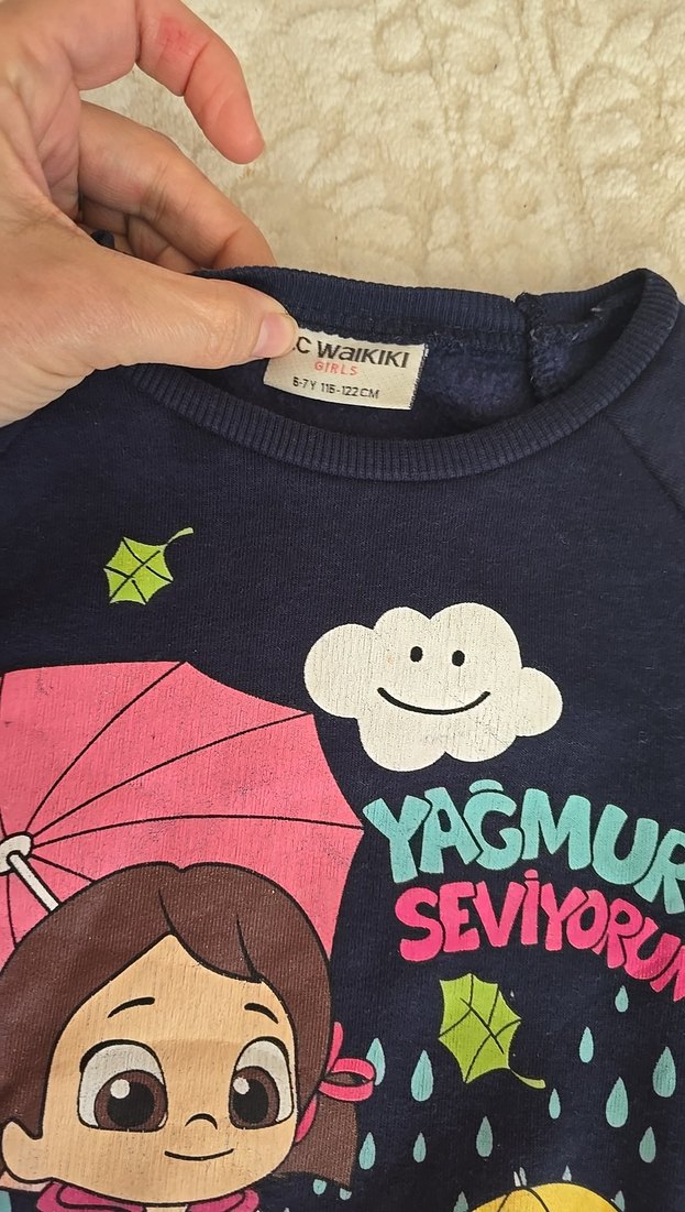 Kız Çocuk Lacivert Baskılı Sweatshirt - Görsel 3