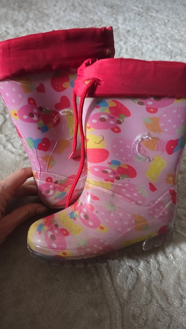 Pembe Bağcıklı Kız Çocuk Yağmur Çizmesi - Görsel 5