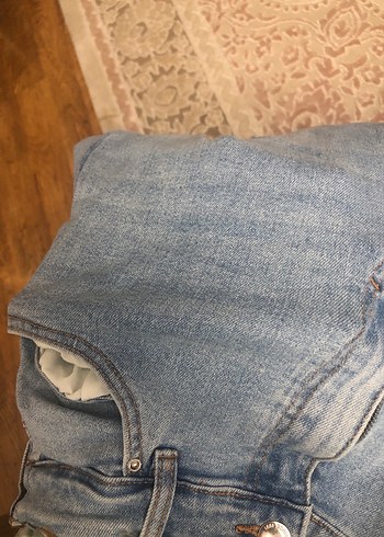 44 Beden mavi Renk Büzgülü Bağcıklı Mavi Midi Kot Pantolon