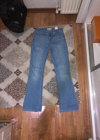 Gevşek Kesim Mavi Midi Kot Pantolon
