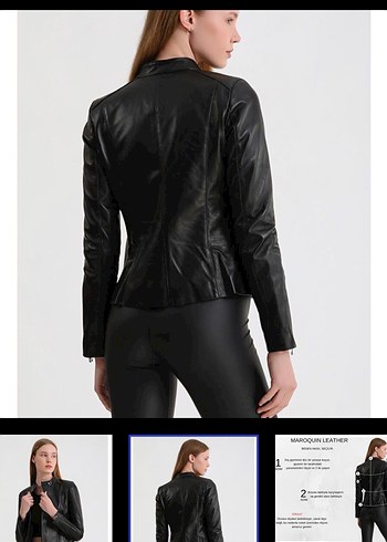 Siyah Deri Biker Ceket Kadın - Görsel 2