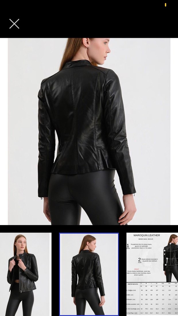 Siyah Deri Biker Ceket Kadın - Görsel 2
