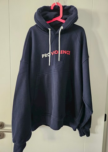 unisex Lacivert Kapüşonlu Baskılı Sweatshirt