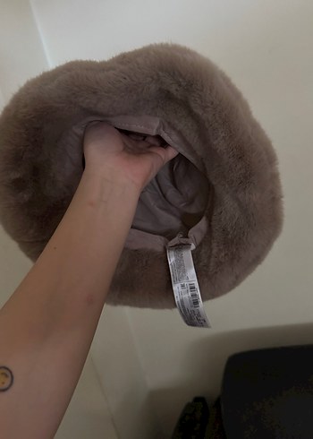 Mango Bej Kürklü Kadın Şapka - Görsel 2