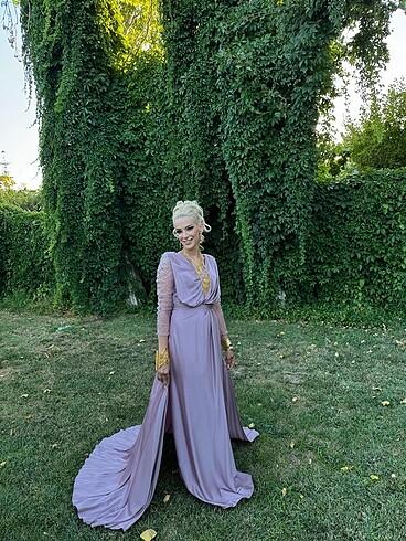 Önü Drape detaylı abiye elbise