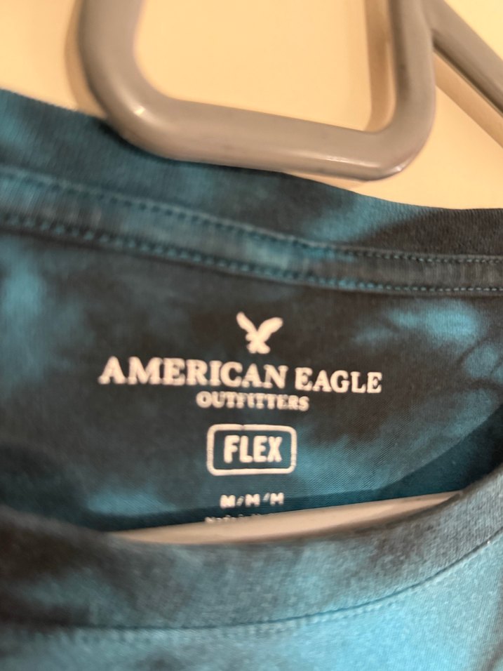 American Eagle Mavi Batik Desenli Erkek Tişört - Görsel 2