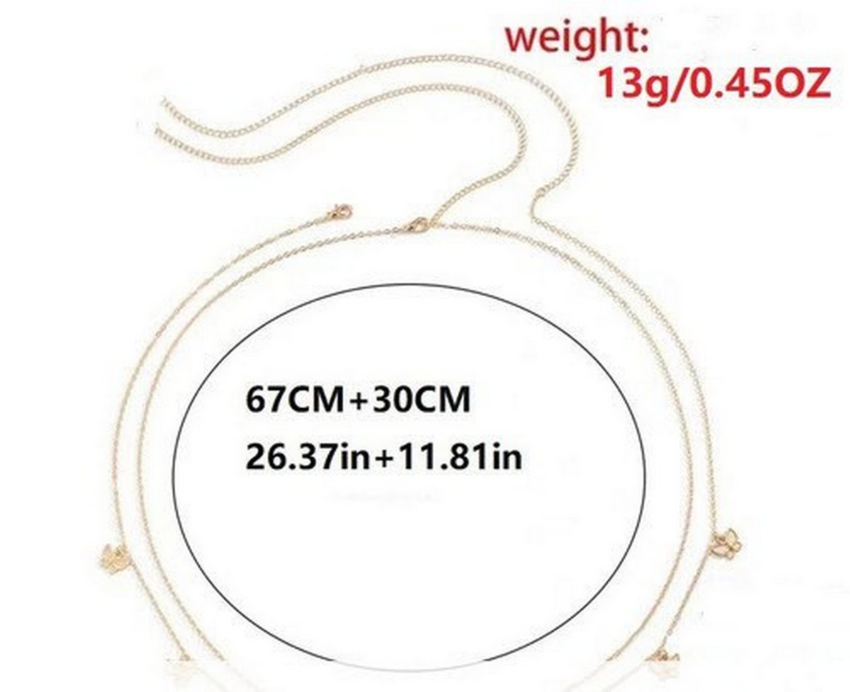 Minimalist Bohem Kelebek Detaylı gümüş kaplama Vücut Zinciri - Görsel 2