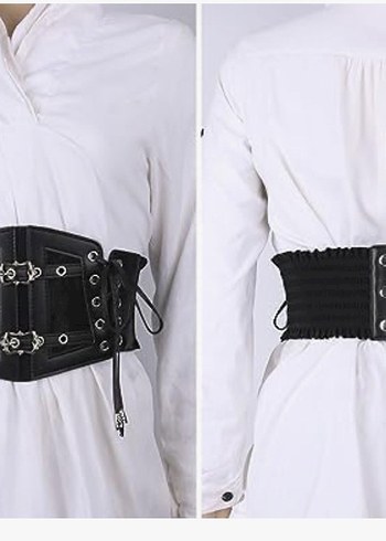Beden siyah Renk Siyah Gotik Deri Korse Kemer