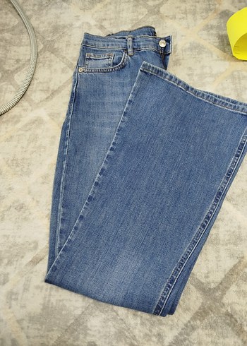 Kadın Mavi Bol Kesim Denim Pantolon