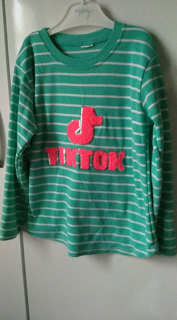 Kız Çocuk Renkli Çizgili Örme Tişört - Görsel 3