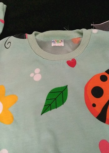 Renkli Uğur Böceği Desenli Çocuk Pijama Takımı - Görsel 3