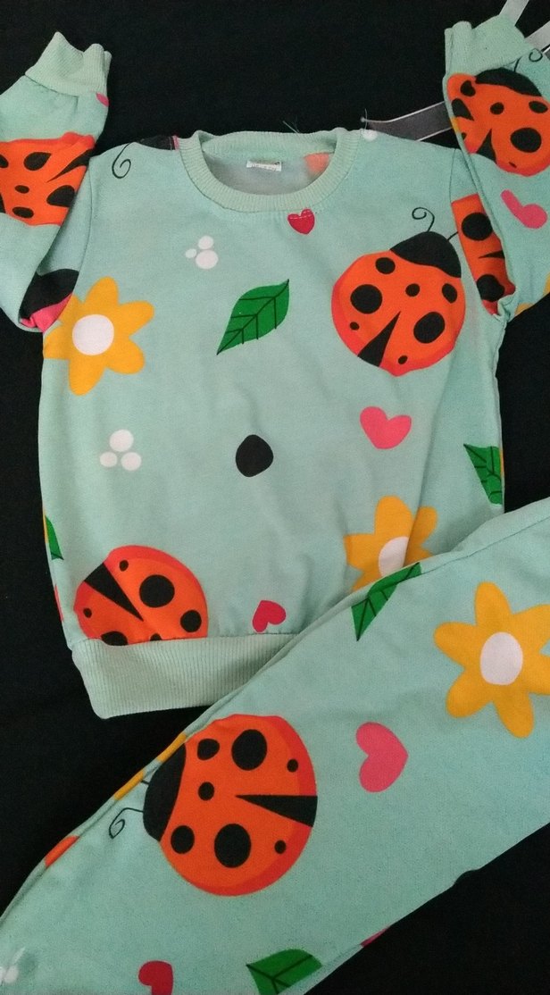 Renkli Uğur Böceği Desenli Çocuk Pijama Takımı - Görsel 2