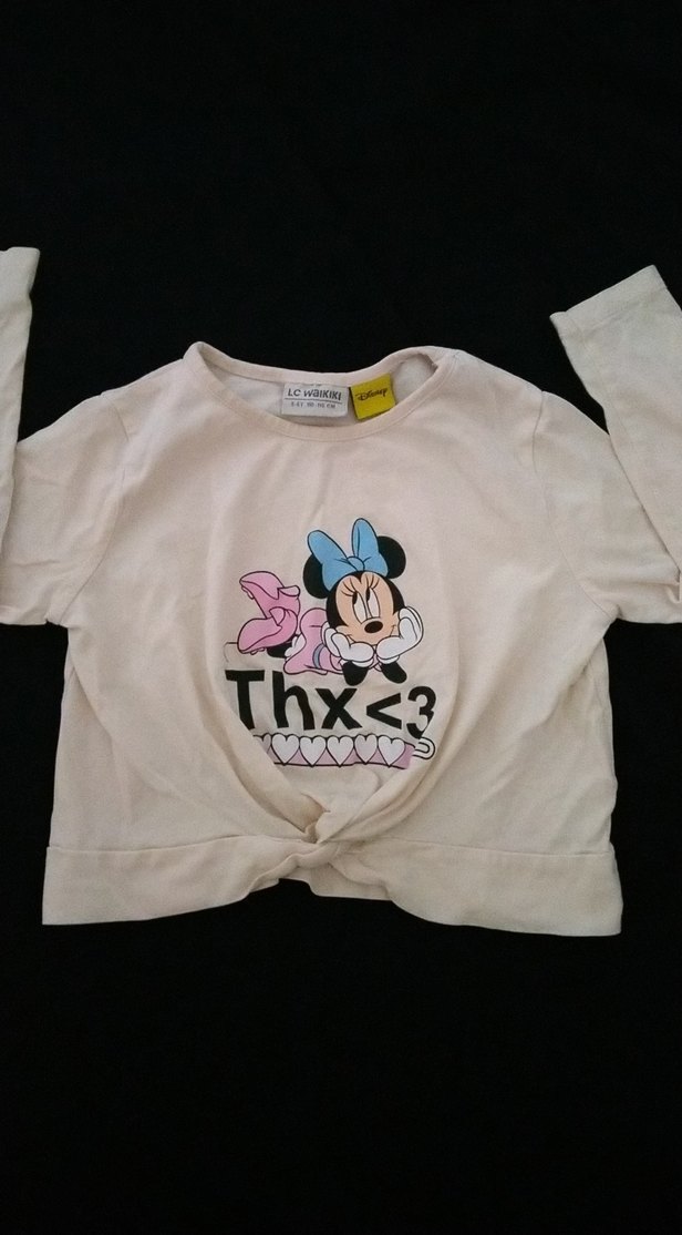 Kız Çocuk Beyaz Uzun Kollu Baskılı Tişört - Görsel 2