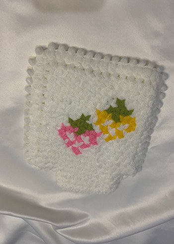 Renkli Çiçek Desenli Beyaz Banyo lifi - Görsel 3