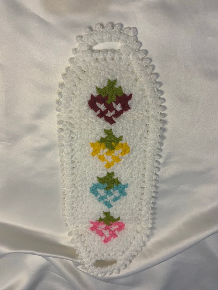 Renkli Çiçek Desenli Beyaz Banyo lifi - Görsel 4