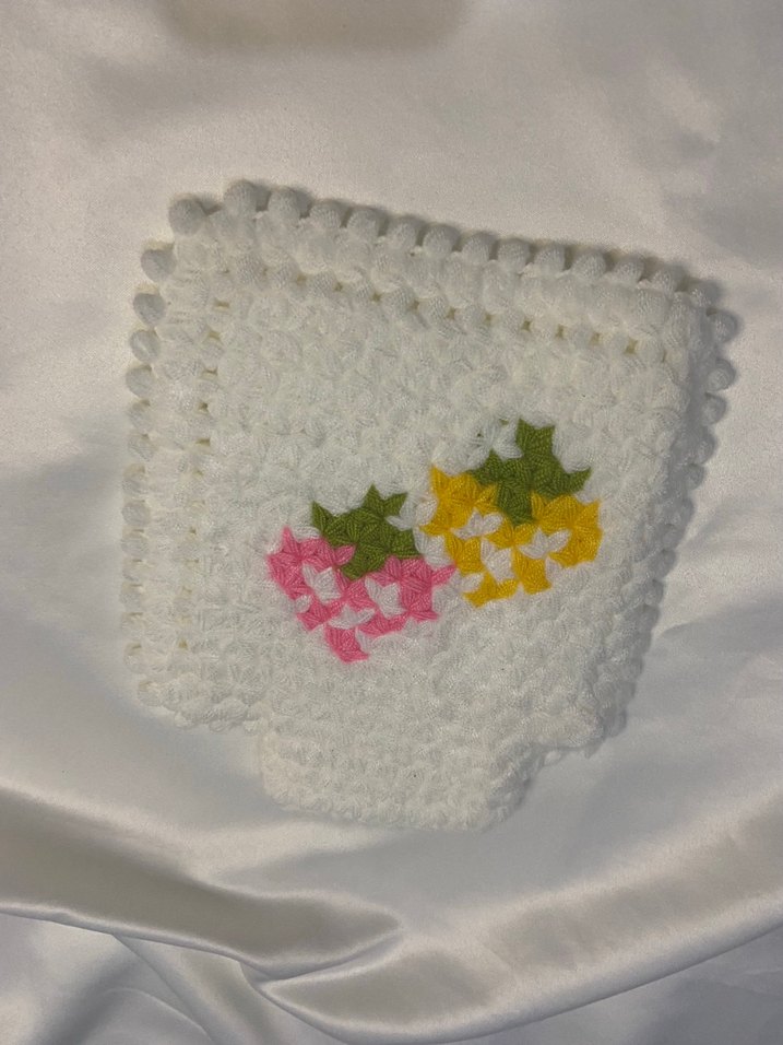 Renkli Çiçek Desenli Beyaz Banyo lifi - Görsel 3