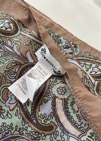 Bohem Tarzı Kahverengi İpek Şal - Görsel 2