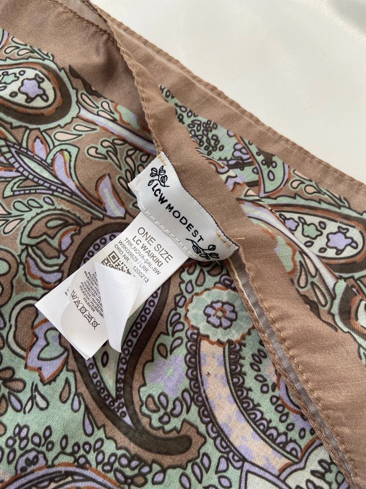 Bohem Tarzı Kahverengi İpek Şal - Görsel 2