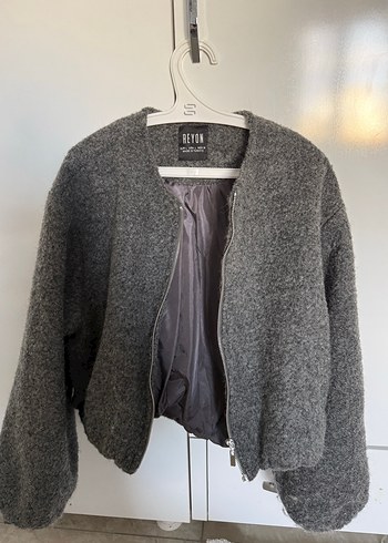 Gri Yün Fermuarlı Kadın Ceket - Görsel 3