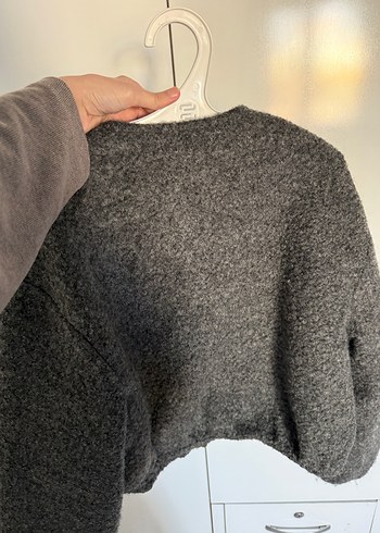 Gri Yün Fermuarlı Kadın Ceket - Görsel 4