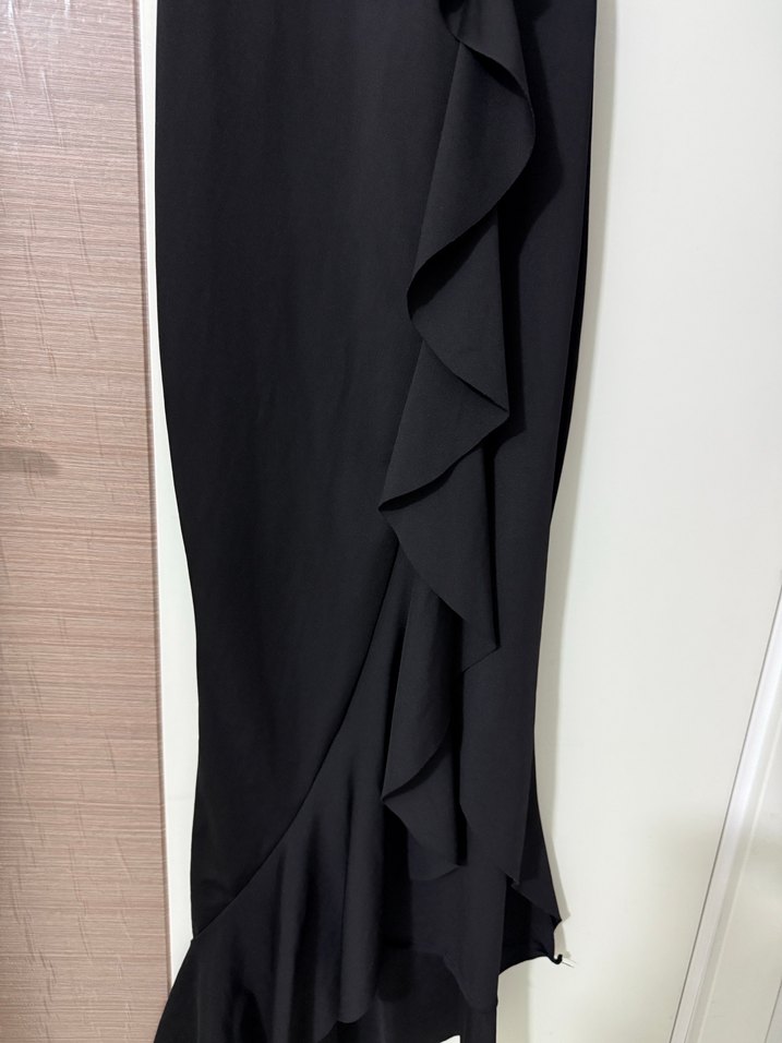 Siyah Drapeli V Yaka Uzun Abiye Elbise - Görsel 2