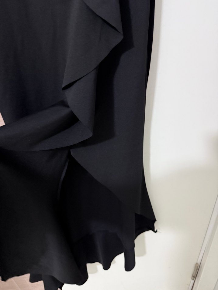 Siyah Drapeli V Yaka Uzun Abiye Elbise - Görsel 4