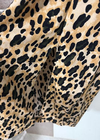 Leopar Desenli Kahverengi Uzun Elbise - Görsel 6