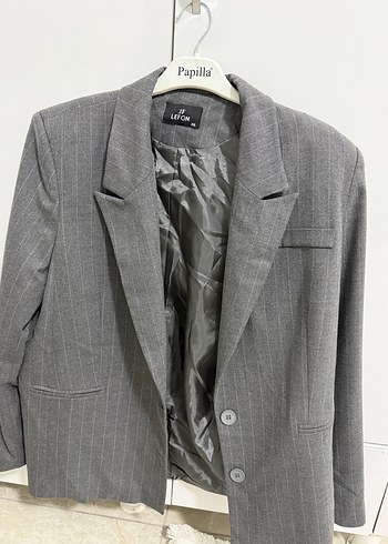 Gri Regular Fit Düğmeli Kadın Blazer - Görsel 4