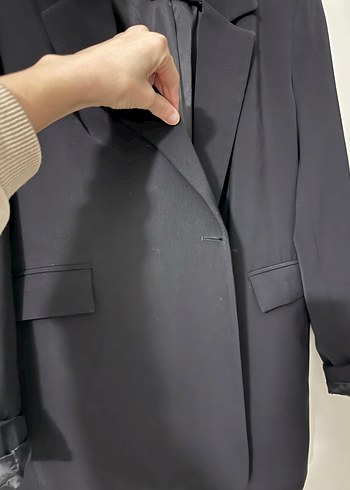 Kadın Siyah Düğmeli Ofis Ceket - Görsel 3