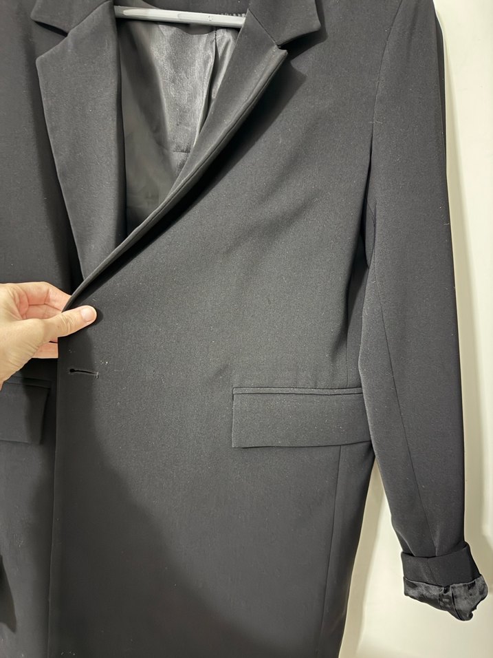 Kadın Siyah Düğmeli Ofis Ceket - Görsel 5