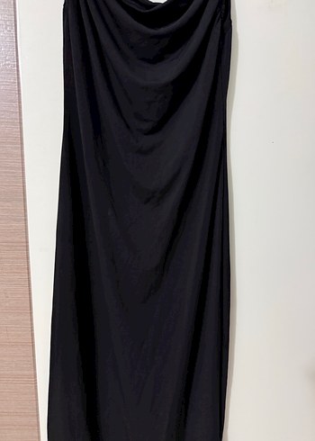 Siyah Drapeli Uzun Kadın Elbise - Görsel 2