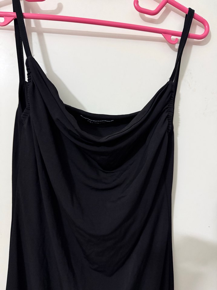 Siyah Drapeli Uzun Kadın Elbise - Görsel 4