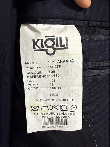 52 Beden siyah Renk Kiğılı marka takım elbise