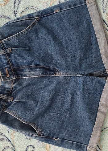 Düğmeli Kadın Kot Şort Loose Fit Mini